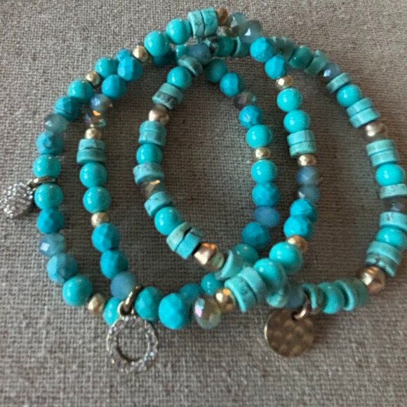 Park Lane Jewelry - Park Lane Turquoise and Gold Bead and Charm 3 Bracelet Set
